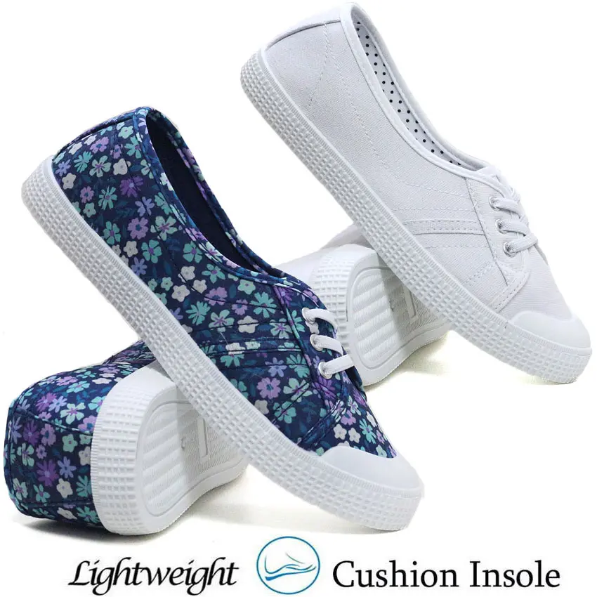Ladies Canvas Trainers Womens Ballet Ballerina Pumps Gym Trainers Casual Shoes