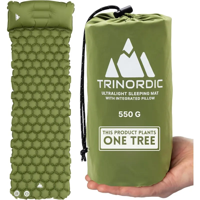 Ultralight Inflatable Camping Mat - With Integrated Pillow – Lightweight (0.55kg) and Compact Outdoor Sleeping Mat for Hiking and Bikepacking 0