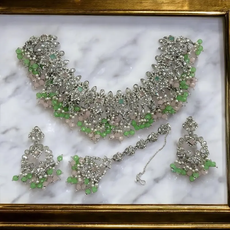 Chohans; Jhalier necklace set ,Earring And Tika 5