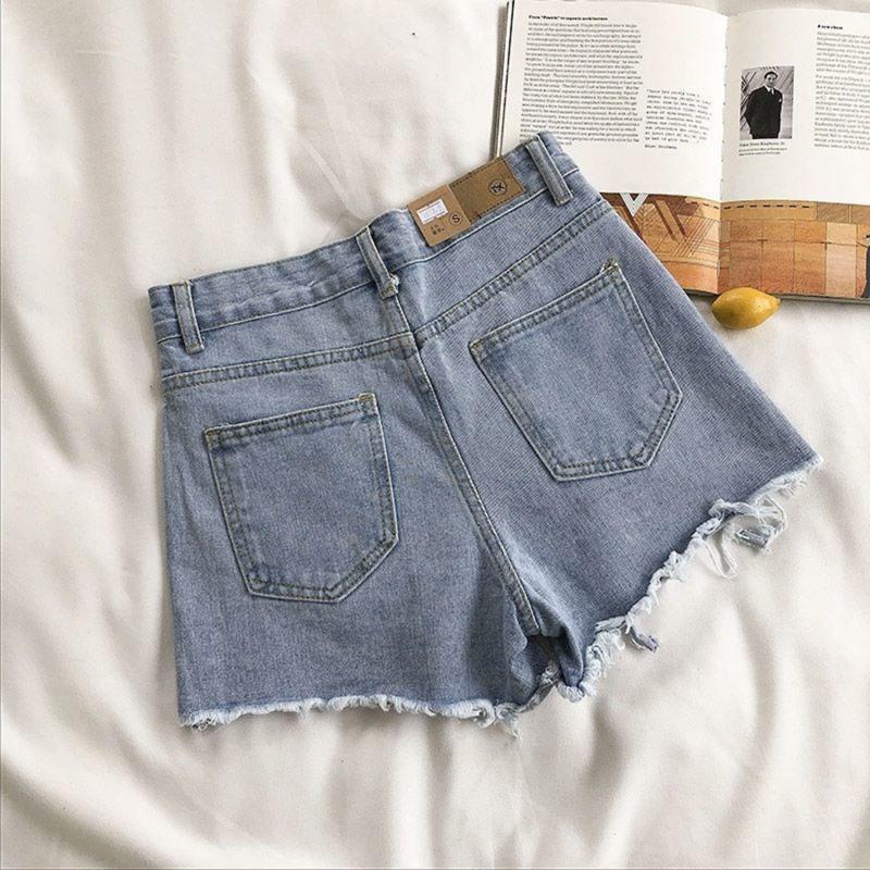 Product Introduction of Korean Denim Holes Shorts For Women  Fashion High WaistWide Leg Short Jeans Female Designer Casual Street Short 2024 New 24