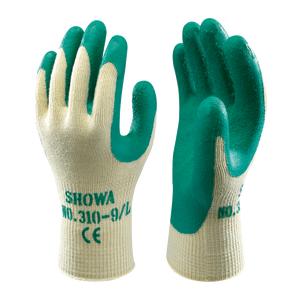 SHOWA 310 Builders Safety Work Gloves with Textured Grip in Green