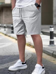 Men's Solid Color Knit Shorts, Loose Casual Comfy Breathable Shorts for Summer, Men's Bottoms for Daily Wear