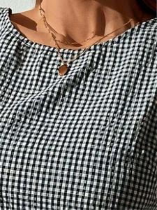 Women's Plaid Print Sleeveless Crop Blouse, Casual Backless Knot Back Top for Summer, Ladies Clothes for Daily Wear