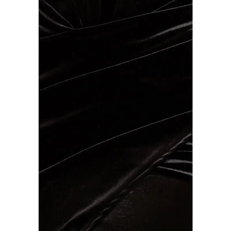 Draped Shoulder Velvet Corset Maxi Dress - Black by Goddiva 3