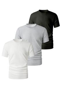 Men's Solid Color Ice Cube Print Tee, Regular Fit Casual Breathable Short Sleeve T-shirt for Summer, Men's Top for Daily Wear, Tropical