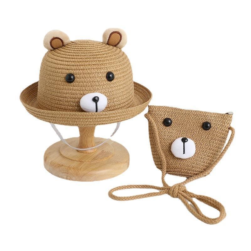 【REDERICTEM】Children's bag straw hat set sun hat summer children's sun protection hat baby sun hat cute cartoon pattern 4