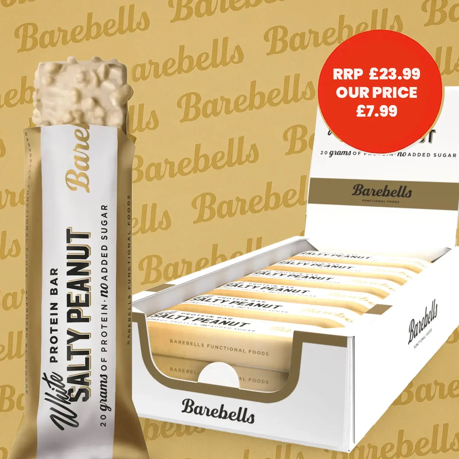 Barebells White Salty Peanut Protein Bar 12 Bars Case Deal RRP £23.99