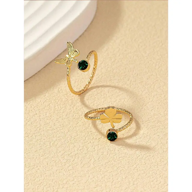 2-Piece Set Butterfly & Leaf Inlaid Foot Rings – Perfect for Beach Vacations 5
