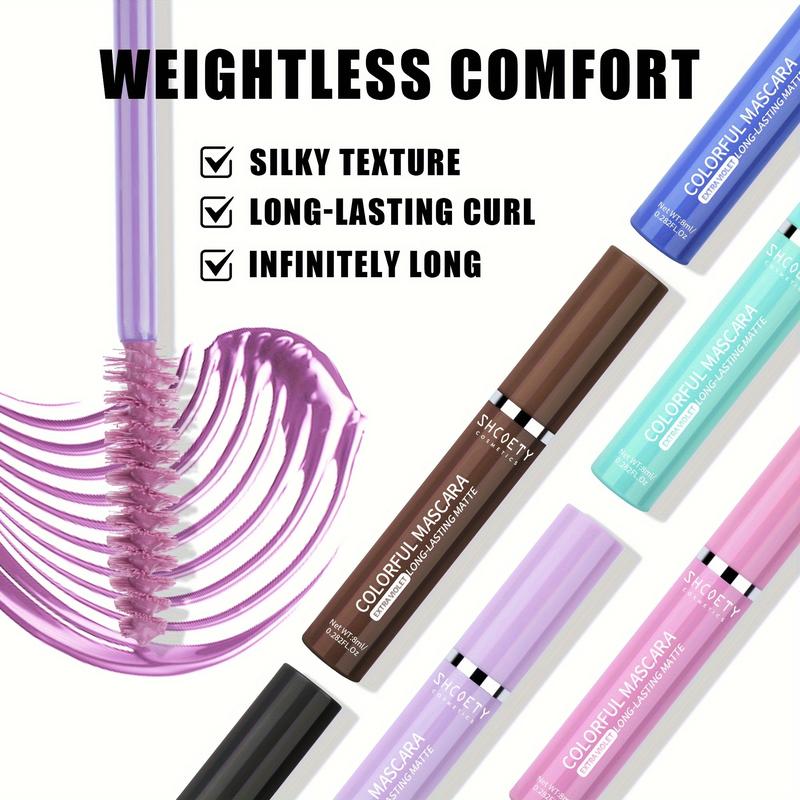 SHCOETY Colorful Mascara - Blue, Volumizing, Waterproof, Curling, for All Skin Types - Long-Lasting, Smudge-Proof Formula 4