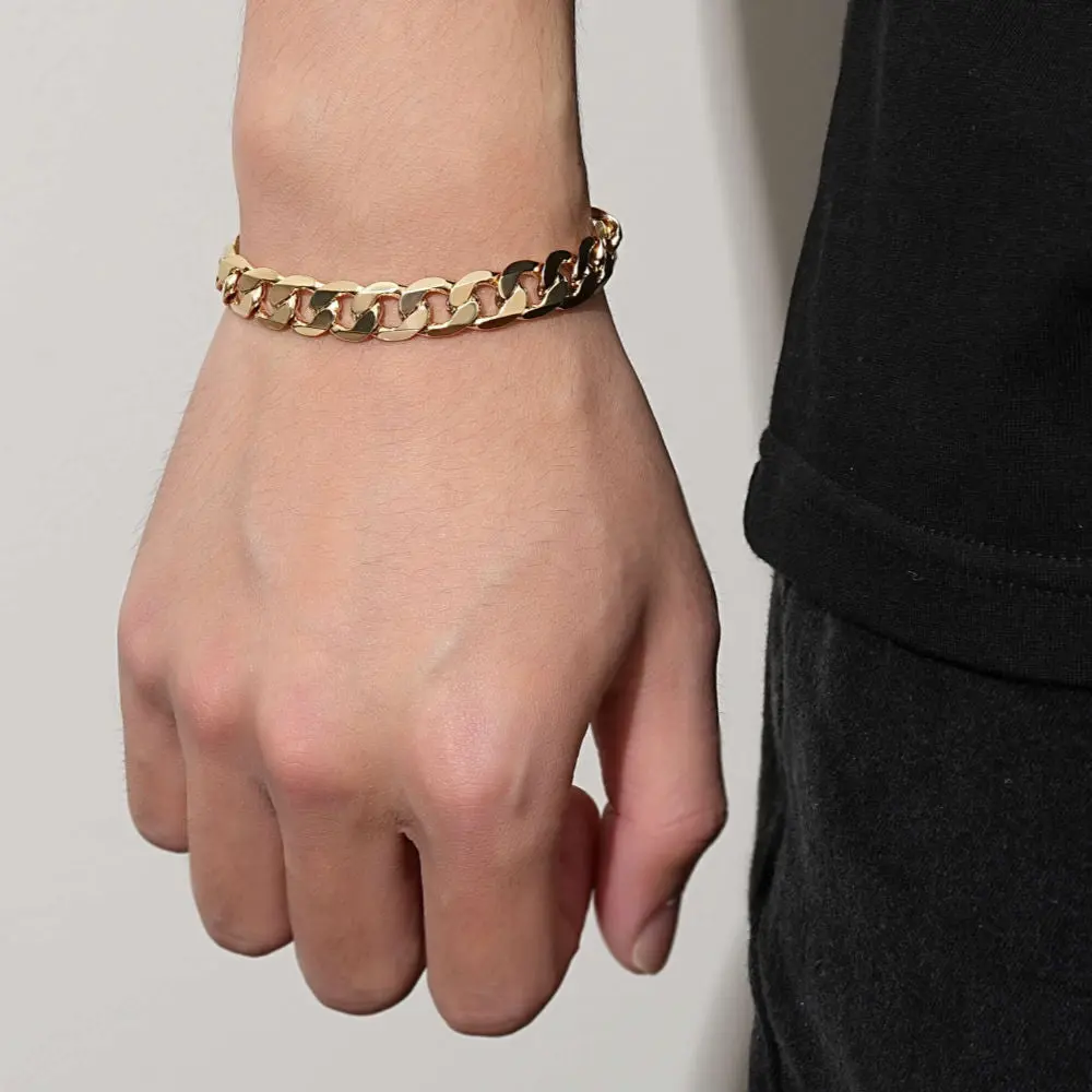 9mm Gold Cuban Curb Bracelet 6/8/9 Inches