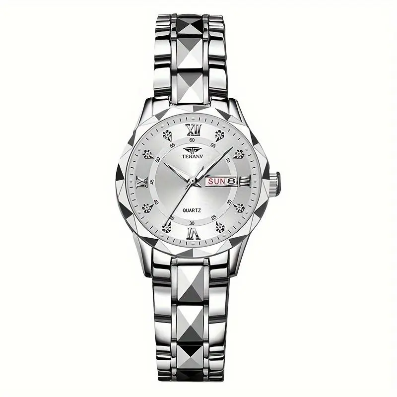 A New Stylish Stainless Steel Ladies Watch With Night Light, Calendar, And Week Display Is An Ideal Choice For Ladies' Sports Watches For Simple And Casual Lifestyle Travel Quartz Watch Birthday Gifts Holiday Gifts Presents. 7