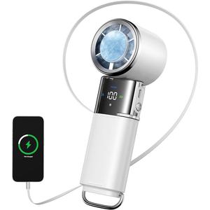 Portable Semiconductor Cooling Fan, Handheld High Speed Fan with Built-in Extension Cable, Versatile 100-speed 11000RPM Airflow Wind High Speed Fan