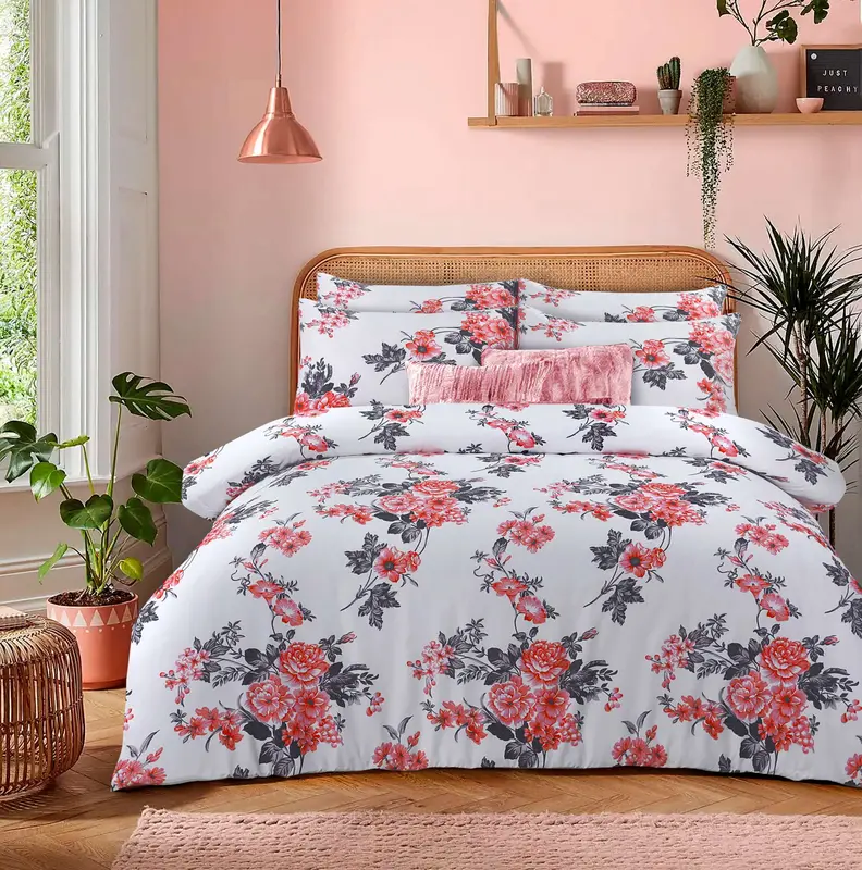 4 Piece Luxury Bedding Set – Includes Duvet Cover, Fitted Sheet, 2 Pillowcases – Super Soft, Breathable Fabric – Elegant Floral, Greek, and Jacquard Designs – Perfect for Double, King Beds – Easy Care, Machine Washable, Hotel Quality 1
