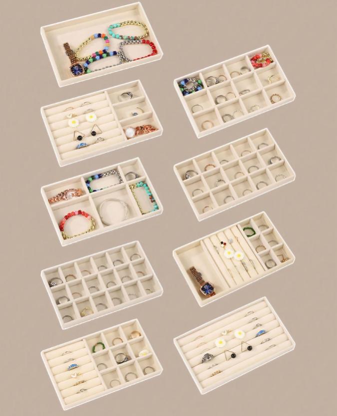 Product Introduction of Jewelry Tray, Jewelry Storage Box, 1 Count Jewelry Organizer Trays, Stackable Jewelry Display Tray, Suitable For Jewelry, Necklace, Ring, Earring, Lipstick, Watch, Small Accessories, Dresser, Makeup Desk, Holiday Gift, Mother's Day Gift 5