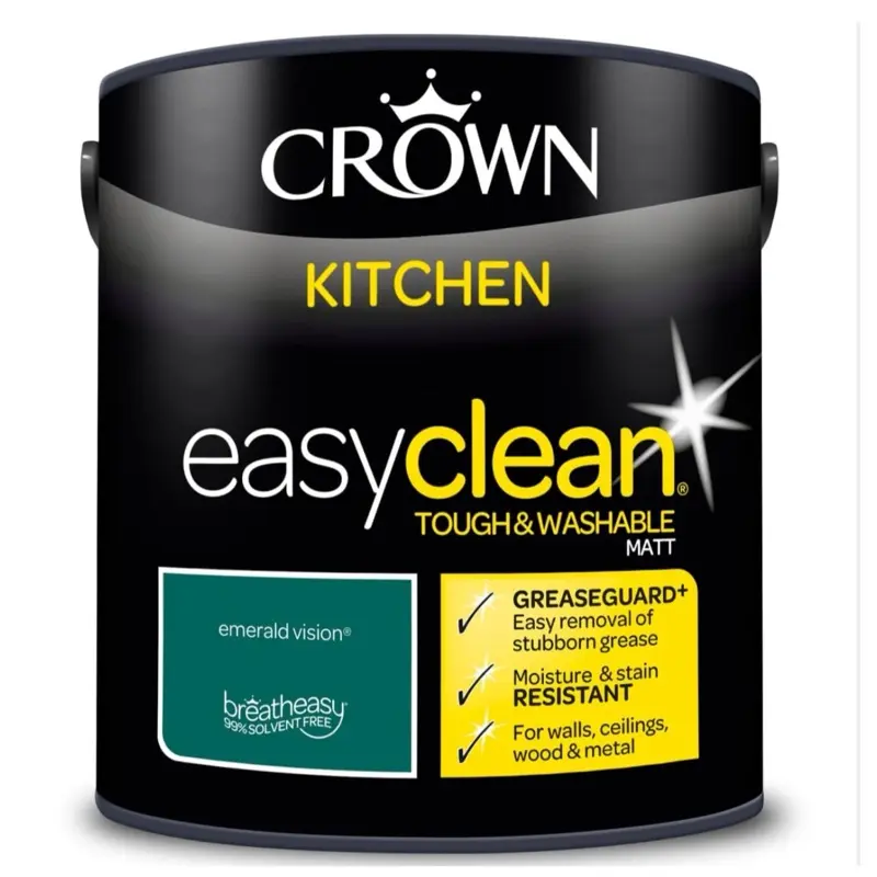 Crown Easyclean Kitchen Matt Emulsion 2.5L - Emerald Vision