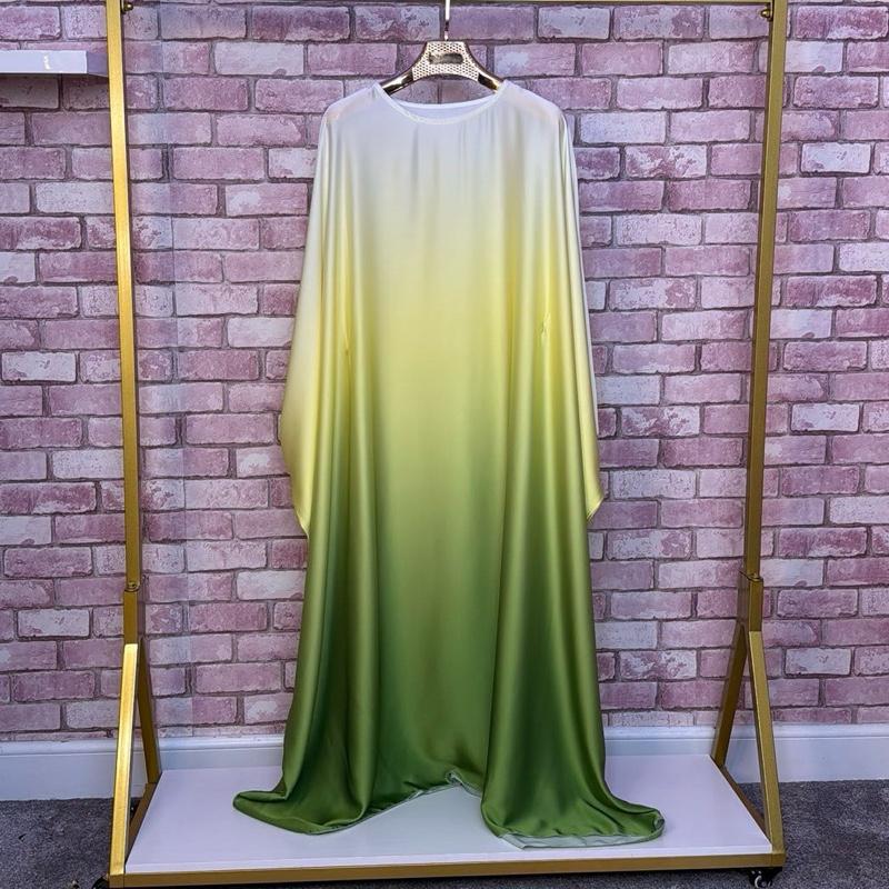 Ombré Luxe Satin Batwing Kaftan Abaya Dress One Size (UK 6-26) With Inside Belt Length 54 inches Inside Belt 5