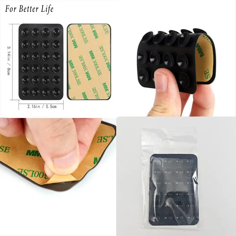 1PC Double Side Silicone Pad For Mobile Phone Fixture Suction Cup Backed Adhesive Silicone Rubber Sucker Pad For Fixed Pad 3