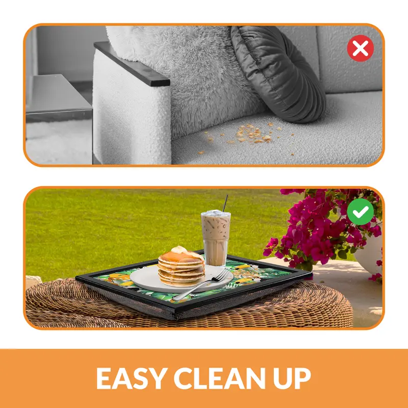 The Magic Toy Shop Lap Trays With Bean Bag Cushion Trays For Food Serving Tray Dinner Trays on Laps Food Trays For Lap Laptop Lap Tray With Cushion Lap Trays For Eating With Cushion (Tropical) 4