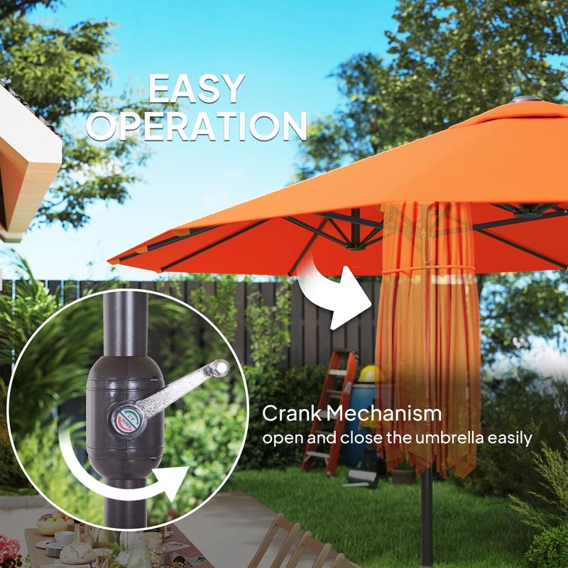 Outsunny 4.6m Double-Sided Garden Parasol - Orange 4