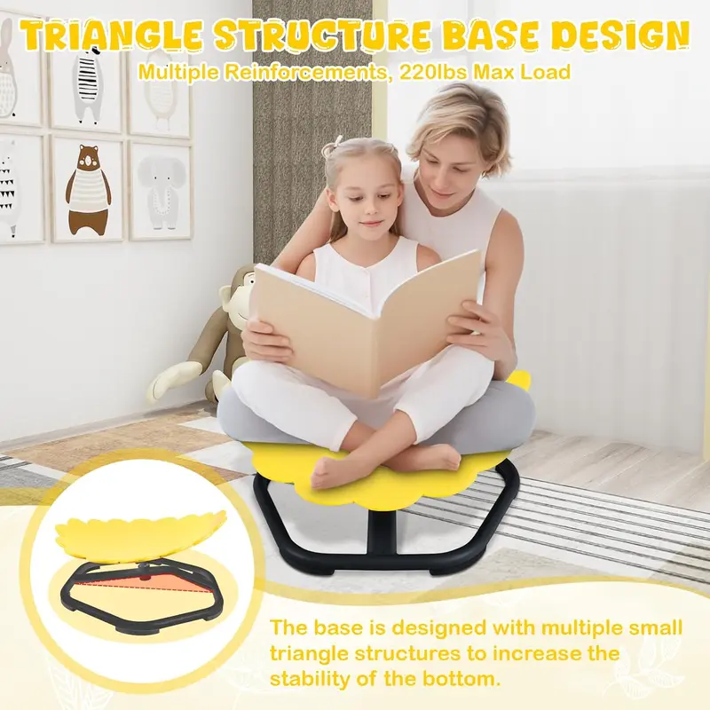 Sensory Spinning Chair for Kids, 360° Swivel Seat, Autism & ADHD Wobble Chairs, Sensory Balance Toys for Vestibular Training, Body Coordination Training, Relief Motion Sickness, Friendly for Kids 3+ 4