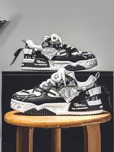 Men's Fashionable Letter Print Lace Up Low Top Sporty Sneakers, Casual Comfortable Sports Shoes for Daily Wear, Breathable Non-slip Athletic Sneakers, Trending Shoes