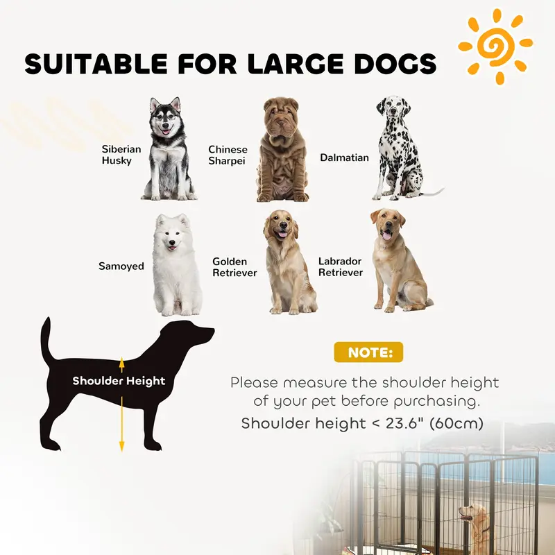 8 Panels Heavy Duty Dog Playpen with Door Indoor Outdoor, for Large Dogs, 100cm High 6