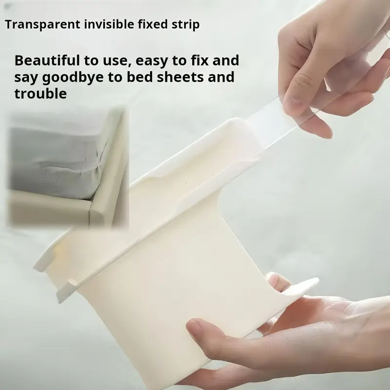 Bed Sheet Holder with Lock Strips, 4PCS Heavy Duty Lock Sheet Holders Fitted Sheet Holders for Corners Bed Sheet Straps, Non-Slip Sheet Corner Holders for All Sheet Mattress Sizes (White) 6
