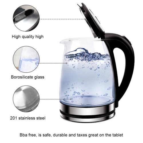 1.8L ELECTRIC KETTLE GLASS 360 BLUE LED ILLUMINATED JUG AUTO SHUT OFF PROTECTION 4