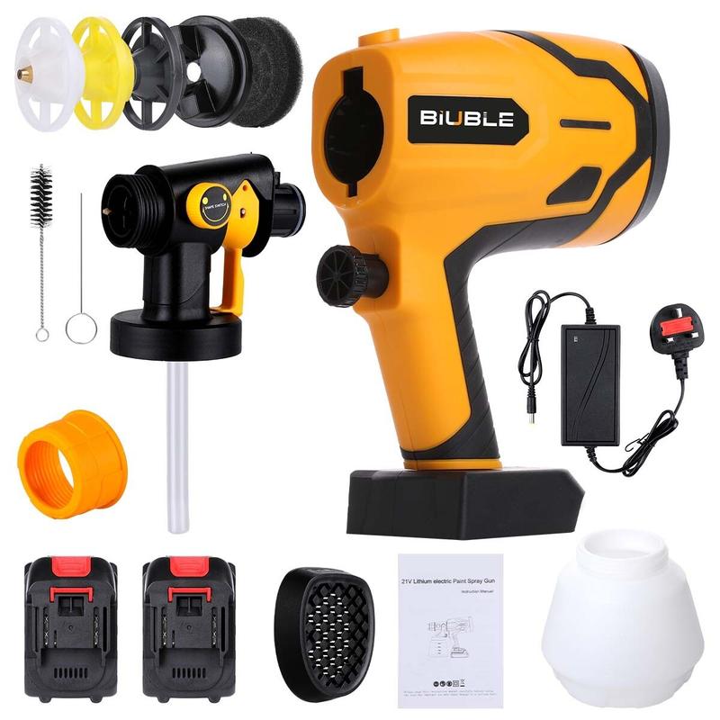 2x Battery 21V Cordless Paint Sprayer Electric Spray Gun Coating Airbrush 1000ML  UK 1