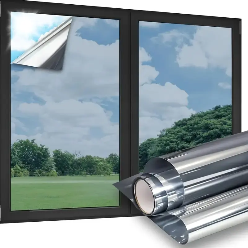 Window Privacy Film, 1 Count 45x200cm Reflective Static Cling Privacy Window Film, One Way Daytime Privacy Film, Home Decor, Room Decor, Home Accessories