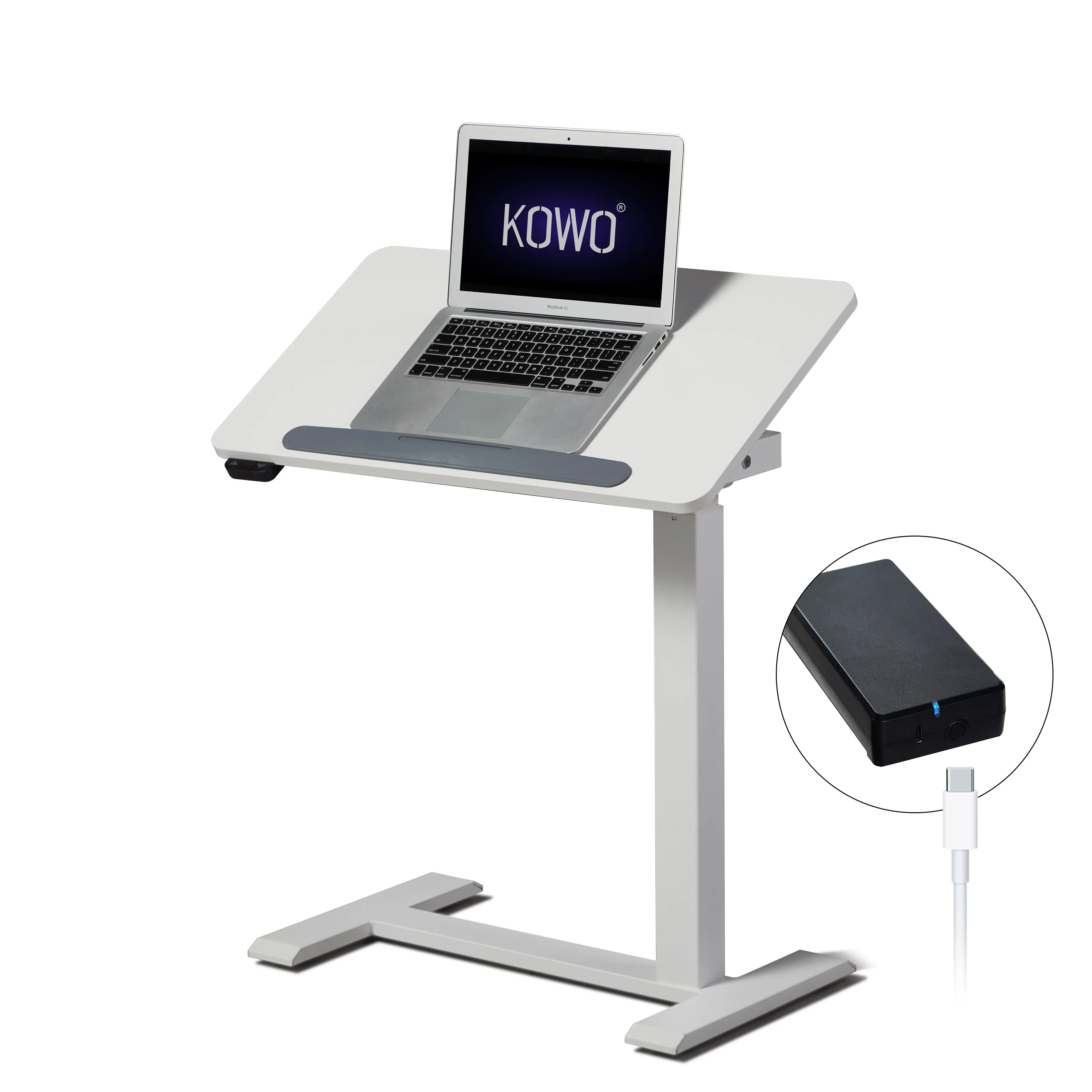 Cordless Standing Desk with Tilting Tabletop & Left/Right Installation perfect for both Bed and Sofa Use