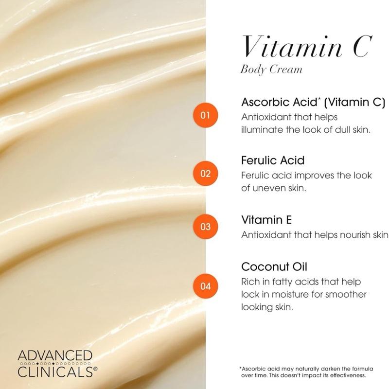Advanced Clinicals Vitamin C Brightening Cream 16oz Paraben-free for Age Spots & Acne Scars Gentle Daily Moisturizer with Aloe Vera - Comfort, Facial 2