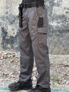 Men's Solid & Camo Print Pocket Zipper Waterproof Tactical Pants without Belt, Regular Fit Sporty Trousers, Wear-resistant Outdoor Training Pant for Men, Please Purchase A Size Up Walking Gear,  Work Trousers Men