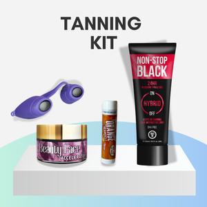 Tanning Kit - Non-Stop Black Tingle Bottle, Goggles, SPF Lip Balm & Face Pot best bed tanning  kit