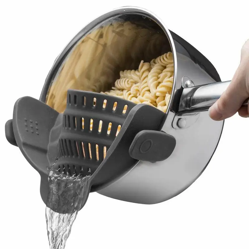 Silicone Pot And Pasta Strainer, 1 Count AdjustableSilicone Clip On Strainer Clamp, Kitchen AccessoriesGadgets for The Home, Kitchen Gadgets, HalloweenParty Use 4