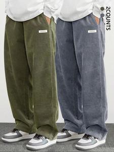 Men's Letter Print Corduroy Sweatpants, Casual Comfy Loose Fit Jogger Pants for Spring & Fall, Fashion Men's Bottoms for Daily Wear