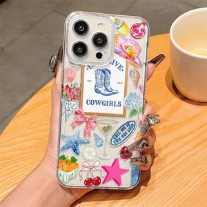 Fashion Cowboy-Boots Pattern Phone Case, Decorative Phone Protector Cover, Phone Accessories Compatible with iPhone 11 12 13 14 15 16 Pro Max/Pro/Plus