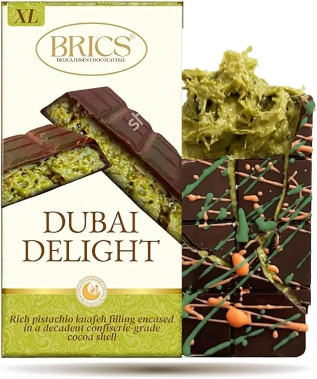 Brics Signature XL Dubai Chocolate Bar Pistachio, Loaded With Crunchy Roasted Kataifi Knafeh and Italian Pistachio Cream, 200g