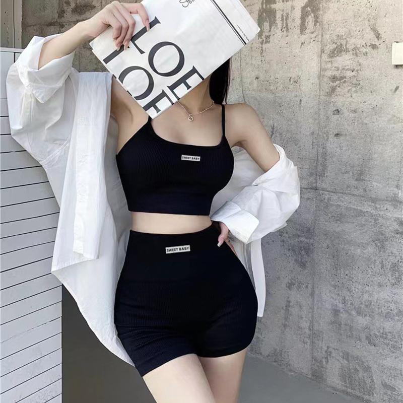Womens Intimate Sexy Bra Bustier Shorts Set Camisole Padded Tank Top Female Slim Sports Underwear Pants Suit Summer Lingerie 4