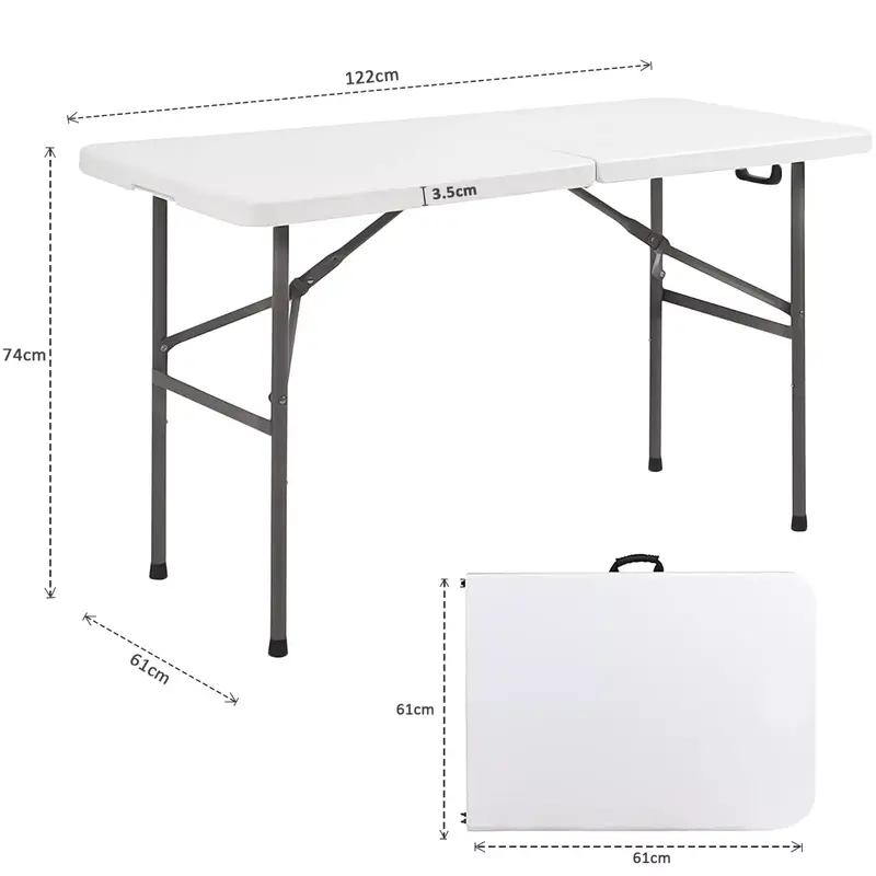 Heavy Duty Folding Trestle Table for Camping, Picnics, and BBQ Parties - 4ft, 5ft, and 6ft Sizes 3
