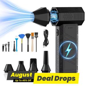 USB Rechargeable Powerful Car Fan, 1 Count Multifunctional Electric Portable Air Blower with 4 Multifunctional Nozzles, Suitable for Car Dust Blowing