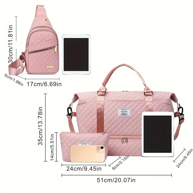3pcs Multifunctional Outdoor Bag - Large Capacity, Fashion Duffle & Shoulder Bag for Women's Travel, Fitness, Cosmetic Use 1