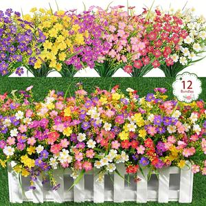 Artificial Daisy Flower, 12pcs/set UV Resistant Faux Flower, Fake Plant for Garden, Window Sill and Home Decor, Wedding, Engagement, Bouquet, Flower Design, Plastic Plants Decor, Garden Decorations