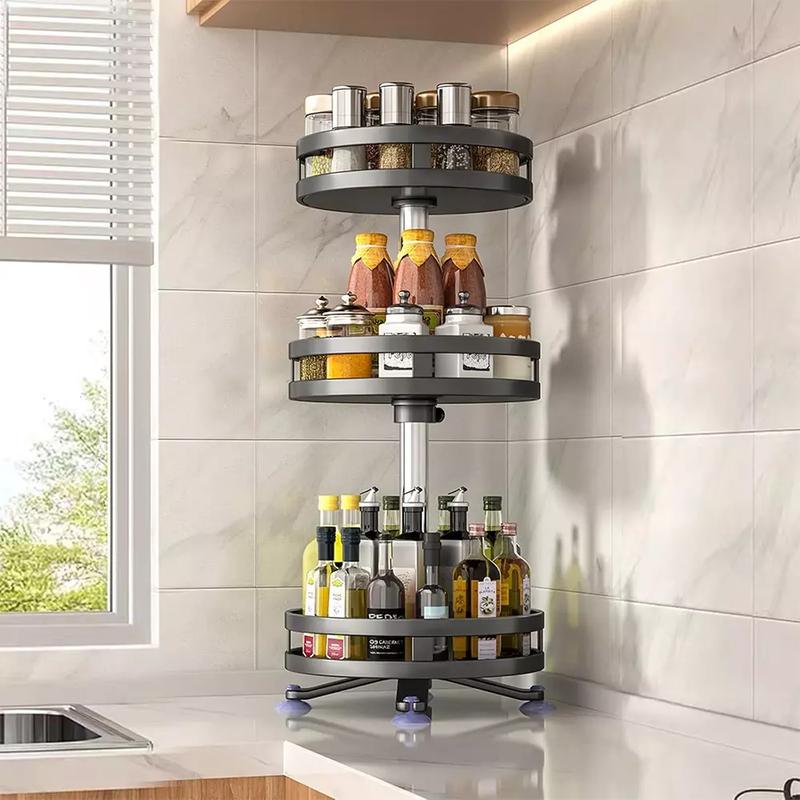 Metal 3 Tier 360° Rotating Spice Rack Organizer for Kitchen Jars - Canister 7