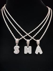 Artificial Zircon Letter Pendant & Chain Necklace, Personalized Initial Necklace, Fashion Jewelry for Party, Daily Clothing Decor, Trendy All-match & Exquisite Jewelry for Birthday Gift