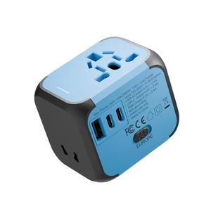 2500W universal adapter plug, multi-functional, suitable for travel in 180 countries including UK, EU, US, and AU. USB. Type-C.