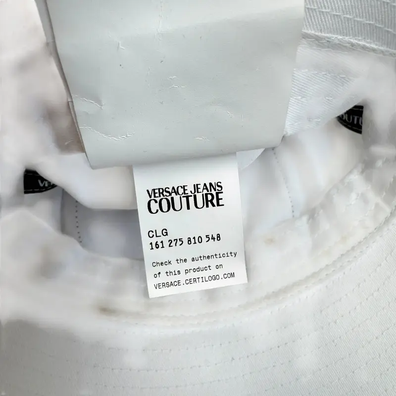 PRE-OWNED VERSACE JEANS COUTURE BUCKET WHITE / BLACK HAT 5