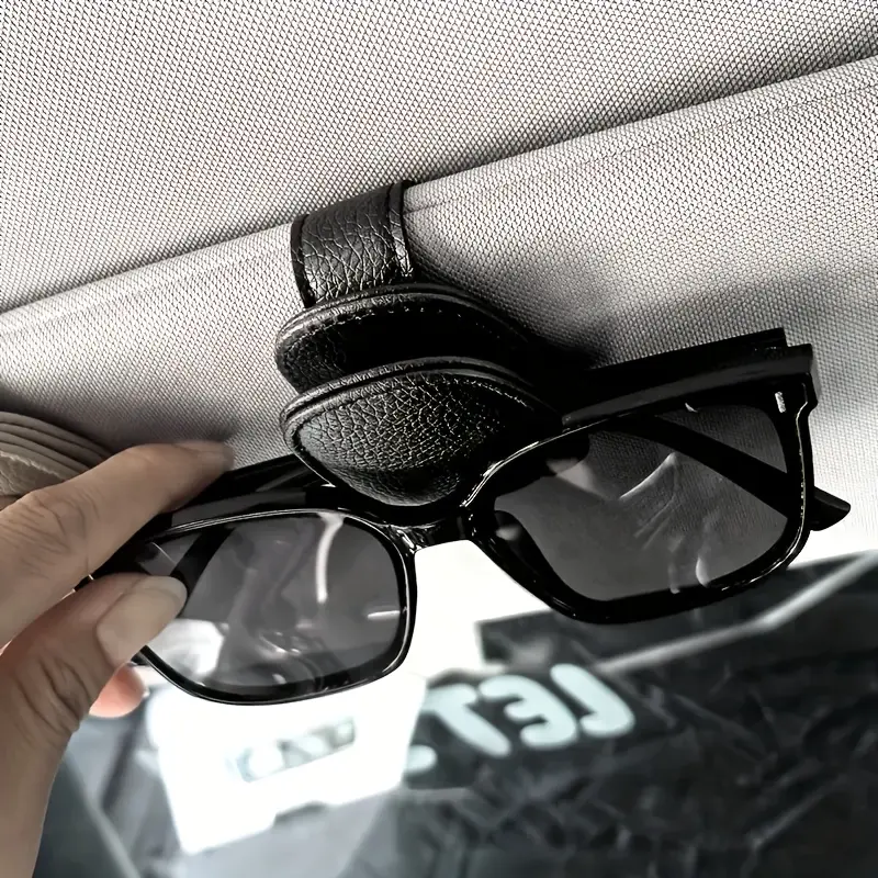 Sunglasses Holders for Car Visor,Car Magnetic Glasses Holder Leather Sunglasses Clip and Ticket Card Clip Suitable for Car Interior Visor and Different Size Eyeglasses, Auto Eyeglasses Holder, Vehicle Interior Accessories, Eyewear Storage Bracket. (Black) 1