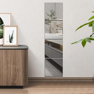 Acrylic Mirror Surface Wall Sticker (4pcs), Self Adhesive Square Mirror Sticker, Wall Decals For Home Living Room Bedroom