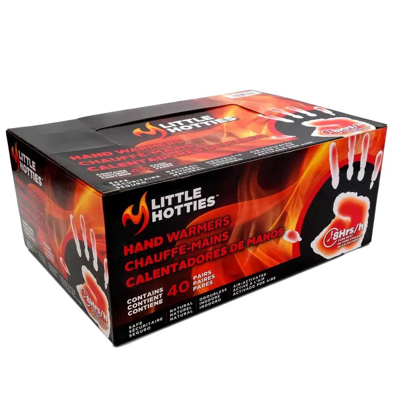 Little Hotties Hand Warmers Disposable, Up To 8 Hours Of Natural Heat, Ideal For Outdoor Winter Activities, Black, Pack of 40 1